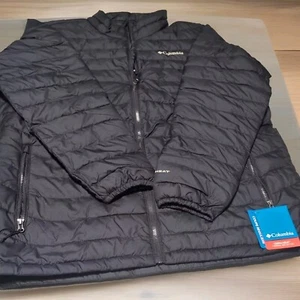 MENS Columbia Powder Lite Omni Heat Puffer Jacket Black Sz XLT XL TALL - Picture 1 of 8