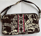 Vera Bradley BROWN  And White Zippered Wristlet Bag With Pink Accent