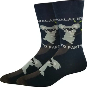 Koalified Men's Crew Socks Size 10-13 Sock Harbor Black Novelty Fashion New - Imagen 1 de 1