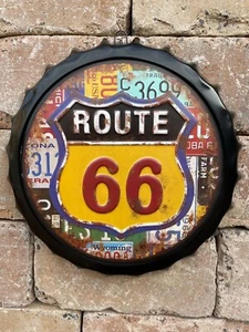 Blechschild Route 66 USA geprägt 35cm Garage Biker used look retro Deko V8 Diner - Bild 1 von 2
