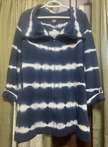 GLORIA VANDERBILT Sport Woman PLUS 1X Zipper Lightweight Jacket Tie Dye Collar - Picture 1 of 2