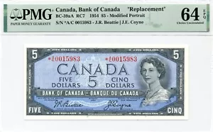 1954 $5 Bank of Canada BC-39aA Replacement *A/C - PMG Choice UNC 64 EPQ - Picture 1 of 2