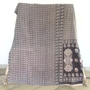 Vintage Single Kantha Handmade Cotton Quilt Bed Cover Throw Blanket Gudari - Picture 1 of 4