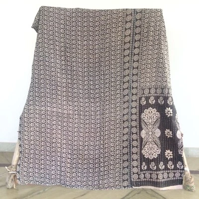 Vintage Single Kantha Handmade Cotton Quilt Bed Cover Throw Blanket Gudari - Image 1 of 4