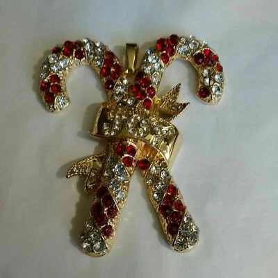 Cross Candy Pendant Gift 2.00 Ct Ruby & Diamond Simulated 14K Yellow Gold Over - Image 1 of 4