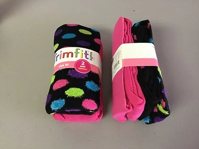 Nuevo con etiquetas Medias Trimfit Moda Niña Talla Mediana Rosa/Negro Multi 2 Pares #97R Foto 1 de 2
