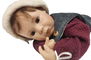 Vintage deutsche Künstlerpuppe Wiltrud Stein 12 Zoll Vinyl Krabbel Baby Junge selten - Bild 1 von 18