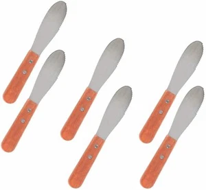 Sandwich Hand Made Knife 7 Inch, Vintage Wooden Handle Butter Spreader (6 PC) - Picture 1 of 1