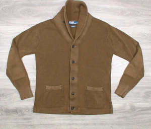 Polo Ralph Lauren vintage maglione collo sciallato toppa gomito XL lino cotone - Foto 1 di 7