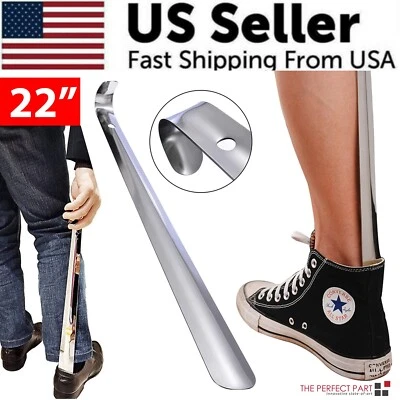 22in Extra Long Handle Shoe Horn Stainless Steel Metal Shoes Remover Shoehorn US - Image 1 of 4