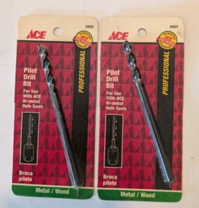 LOT OF 2 ACE 24331 PROFESSIONAL PILOT 1/4" DRILL BIT FOR METAL OR WOOD - Picture 1 of 3