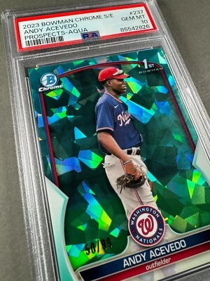 (PSA 10) 2023 Bowman Sapphire Prospects #237, Andy Acevedo  Aqua /99 - Image 1 of 3