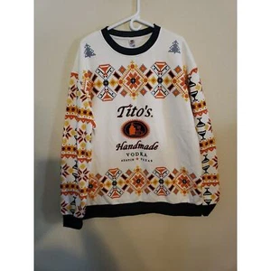 Tito's Vodka Holiday Ugly Christmas Sweater Sweatshirt Pullover Cream Size XXL - Picture 1 of 12