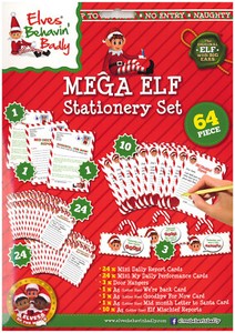 64pc Stationery Father Christmas Elf Cards Letter From Santa Nice/Naughty List