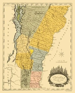 Mapa histórico del estado - Vermont - Doolittle 1814 - 23 x 28,52 - Arte de pared vintage - Imagen 1 de 20