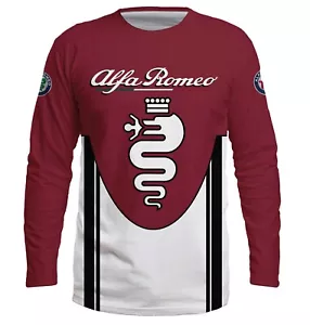 Alfa Romeo Long Sleeve Handmade 3D Print Auto Fan Premium T-Shirt Unisex Gift - Picture 1 of 3