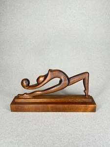 Hand carved wooden  " Gymnast with a ball " horizzontal - Foto 1 di 5