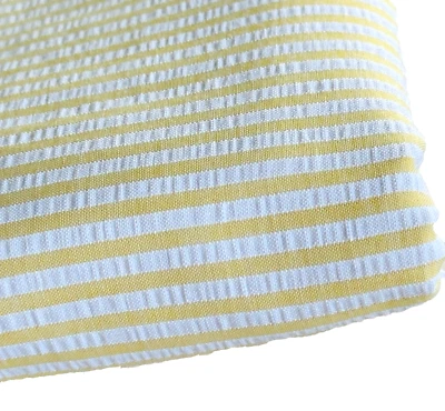 "Tela vintage de mezcla de algodón Seersucker a rayas amarillas mantequilla 2 yardas x 45""" Foto 1 de 4