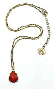 Collar Kendra Scott Chapado en Oro Kiri Naranja Coral Lágrima Gota - Imagen 1 de 7