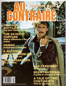 AU CONTRAIRE #1 Jan 1979 LOU FERRIGNO Dr. Gottlieb GAY MALE Lifestyle Magazine - Imagen 1 de 1