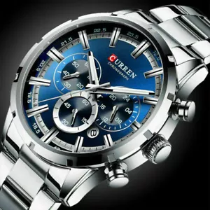 Luxury Mens Sports Watches Waterproof Chronograph Date Analog Quartz Wrist Watch - Picture 1 of 17