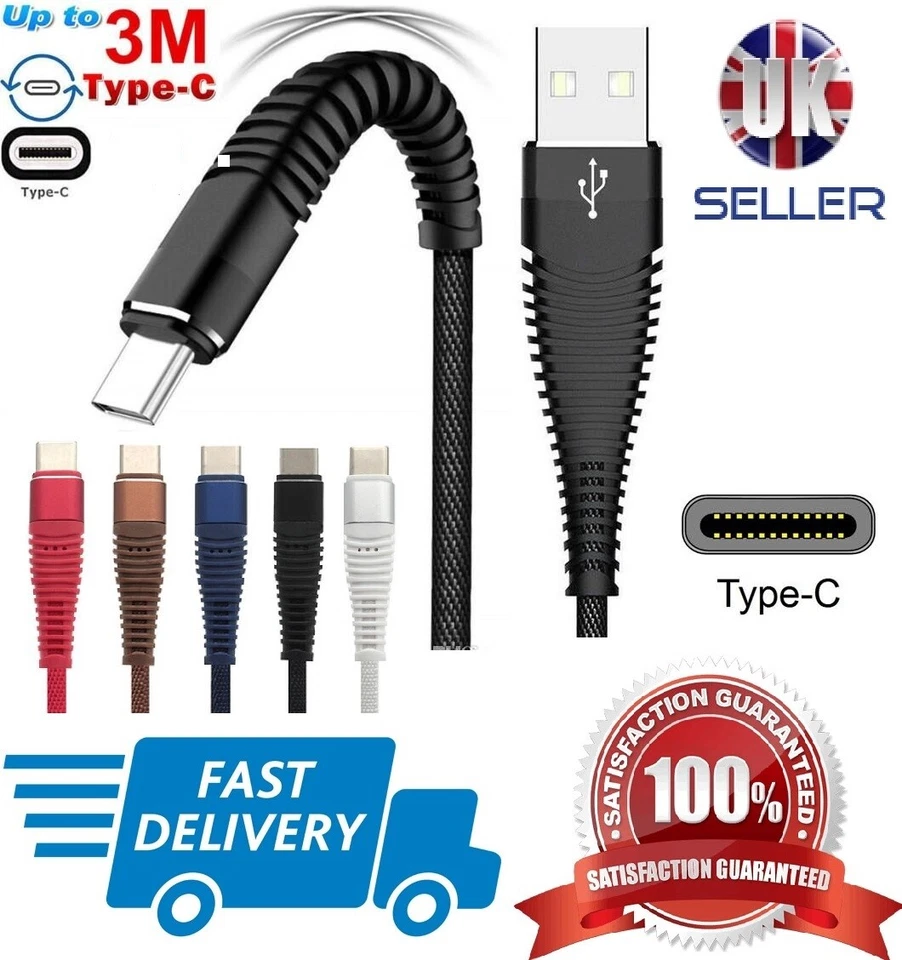 CABLE DE CARGA HUAWEI P20 LITE USB TIPO C TRENZADO CARGADOR FUERTE CABLE DE DATOS Foto 1 de 4