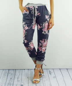 egs by éloges Navy & Pink Floral Joggers with Pockets Plus Size 2X - Picture 1 of 4