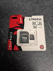 Kingston 8GB Micro SD memory Card + Adapter NEW - Picture 1 of 4