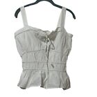 NWT Topshop size 6 white cotton smocked crop sleeveless corset style Boho top