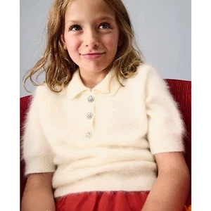 Crewcuts Brushed Cashmere Polo Sweater Top US Girl's M New - Picture 1 of 8