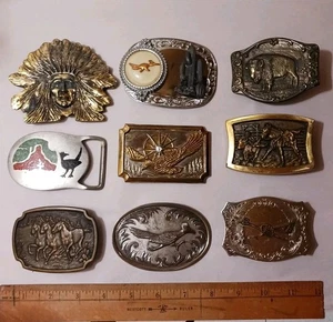 Lot Of 9 Vintage Belt Buckles - Picture 1 of 8