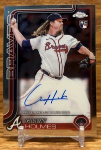 GRANT HOLMES Rookie Autograph | 2025 Topps Chrome Atlanta Braves RC - Bild 1 von 2