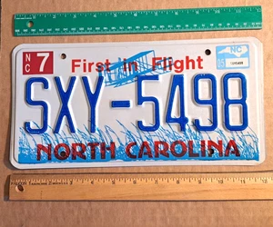 License Plate, North Carolina, Wright Bros. Plane, Passenger, SXY (SeXY) - 5498 - Picture 1 of 3