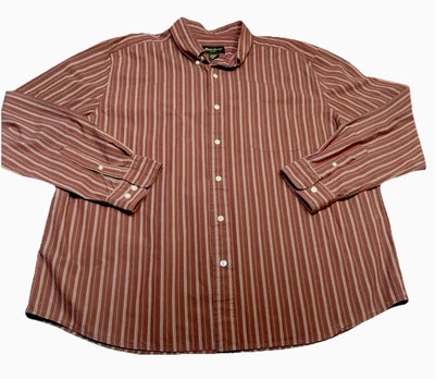 Eddie Bauer Size XL 1X Button Down Long Sleeve Collared Shirt Red Striped - Image 1 of 4