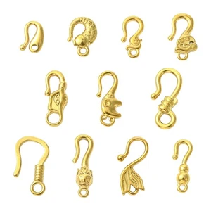 11pcs Stainless Steel Hook Clasp Connector Eye Clasp Golden for Necklace Jewelry - Picture 1 of 8