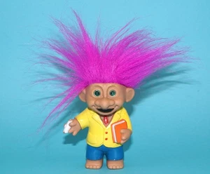 TROLLS GOOD LUCK TROLL TEACHER WITH MOUSTACHE 1992 CHINA BOOTLEG RUSS BERRIE ... - Picture 1 of 4