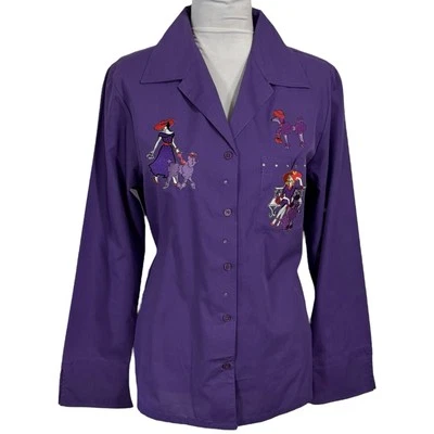 Sombrero Rojo De Colección Mujer Caniche Bordado Top Talla Pequeña Púrpura Perro Mamá Aplique Foto 1 de 4