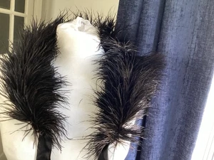 Victorian Edwardian boa ostrich feather black collar bUrlesque mourning wear - Picture 1 of 8