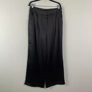 House Of Harlow 1960 Satin Wide Leg Pants Size XL Black High Waisted - Picture 1 of 11