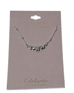 NEW! LAUREN CONRAD Flower Rhinestone Necklace Silver Tone Jewelry Gift/16"L - Picture 1 of 3