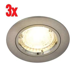 3x LED Recessed Light Nickel Brushed 230V GU10 35W Dimmable 2700k Warm White - Picture 1 of 7