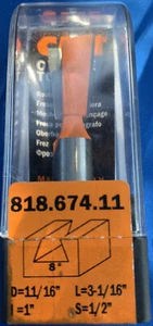 CMT Orange Tools 818.674.11 Dovetail Bit D-11/16” L- 3 1/16 I-1”S- 1/2” - Picture 1 of 3