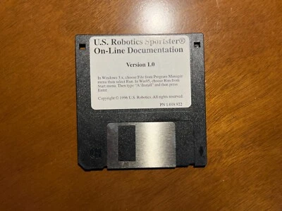 US Robotics Sportster On-Line Documentation Diskette Floppy Disk for Win 95 98 - Image 1 of 2