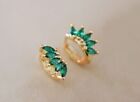 2CT Round Lab-Created Green Emerald Women's Hoop Earrings 14K Yellow Gold Plated