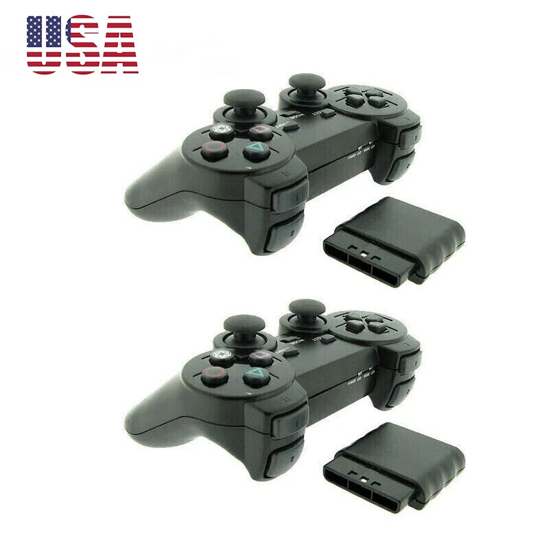 2 Pack For Sony PS2 2.4G Wireless Twin Shock Game Controller Joystick Joypad - Image 1 of 1