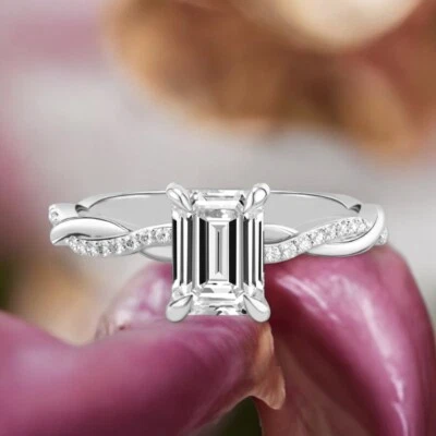 Diamant Ehering Platin IGI Lab Created Smaragd 1,10 Karat PT950 - Bild 1 von 4