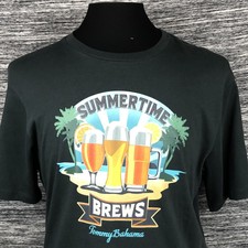 Tommy Bahama Mens Large T-Shirt Summer Time Brews Graphic Tee Short Sleeve New