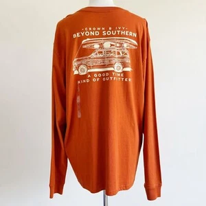 Crown & Ivy Beyond Southern Long Sleeve Shirt Mens Size Large Kayak Orange Gift - Picture 1 of 9