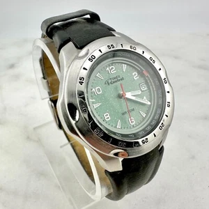 Orologio Timex i Control Indiglo tono argento cinturino pelle nero data - batteria nuova - Foto 1 di 14