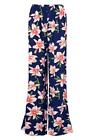 Womens Ladies Floral Printed Palazzo Trousers Summer Wide Leg Baggy Flared Pants